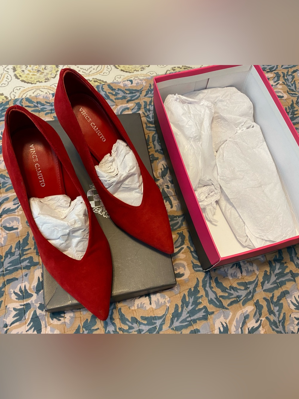 Vince Camuto Tendira True Suede Red Pumps